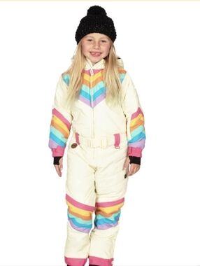 Typsyelves Girls Cream Rainbow Snow Suit Size L 9/10 Ski Gear Outdoors Snowboard